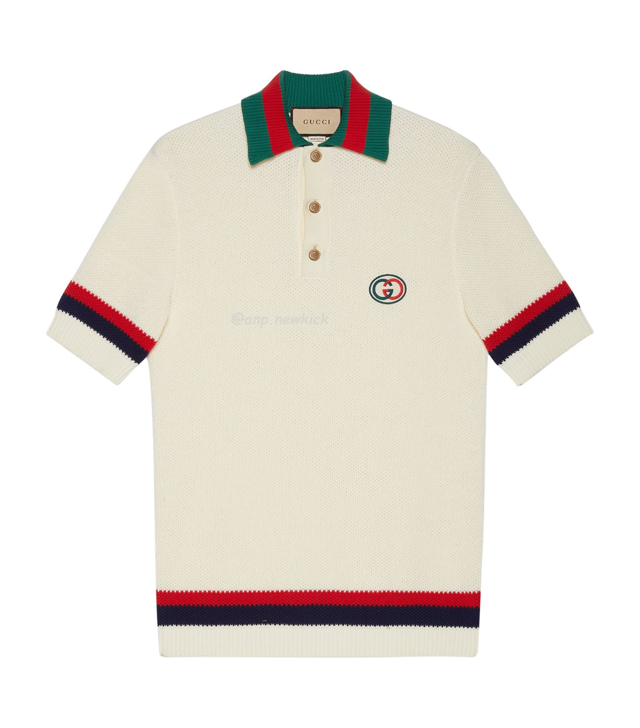 Gucci Logo Appliqued Striped Cotton Polo Shirt (1) - www.newkick.vip